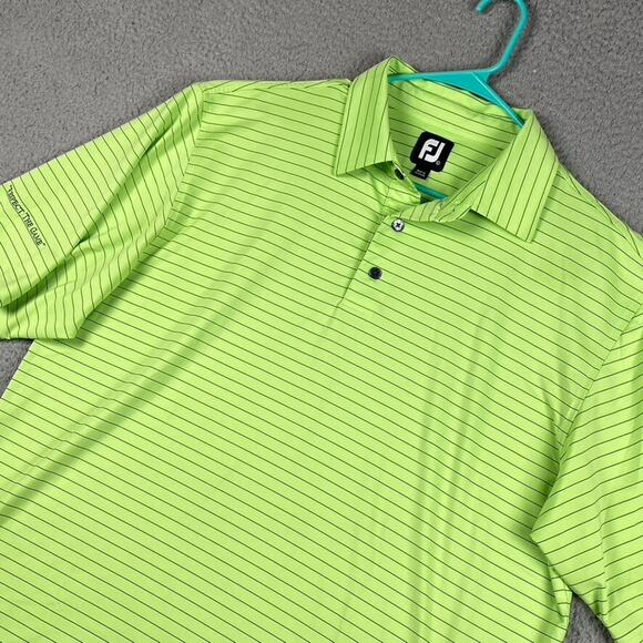 Footjoy Golf Athletic Polo Shirt Men's XL Green Striped Causal Summer Preppy - Picture 1 of 11